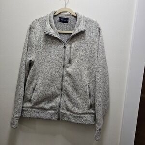 Lucky Brand Zip Up Fleece Lined Jacket Mens Size M Speckled Gray